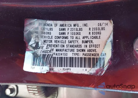 2015 Honda Accord Sport z USA, uszkodzony, nr VIN 1HGCR2F57FA004150